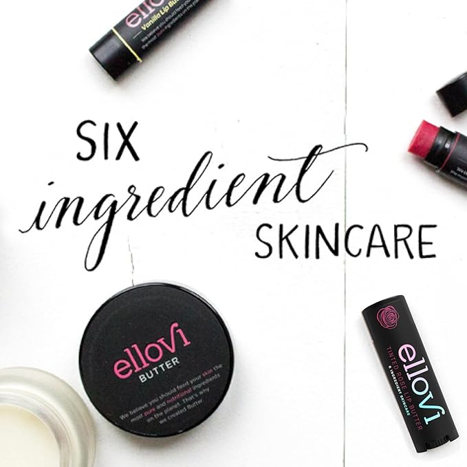 Ellovi Natural Lip Butter Lip Balm - Wild Rose Tinted - Pure Enough to Eat - Made With Just 6 Vegan Ingredients - Tinted Moisturizing Lip Care for All Day Hydration (2-Pack)