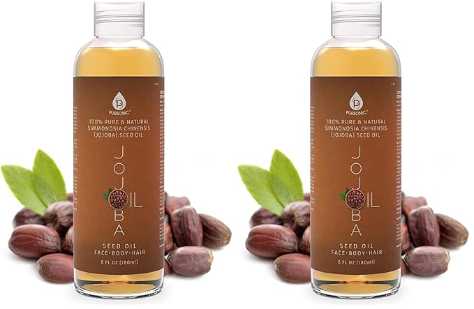 Pursonic 100% Cold Pressed Pure Golden Jojoba Oil for Dry Skin or Damaged Hair, Natural & Unrefined - Moisturizes & Revitalizes Skin, 6 Ounce, 1 count, JJO6 (Pack of 2)