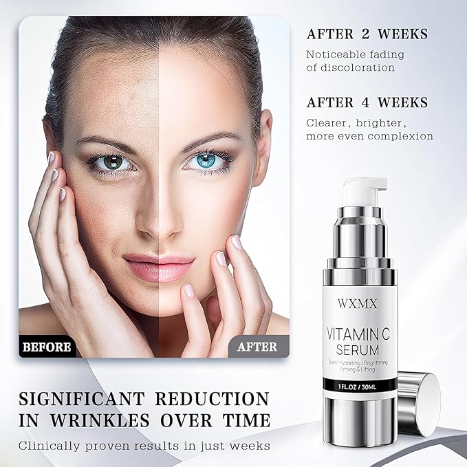 Super Vitamin C Serum for Face: All-in-One Hydrating Anti-Aging Formula by Vitamin C, Hyaluronic Acid, Caffeine-Firming, Lifting, Targets Dark Spots, Wrinkles, Vitamin C Face Serum (1.0 Fl Oz)