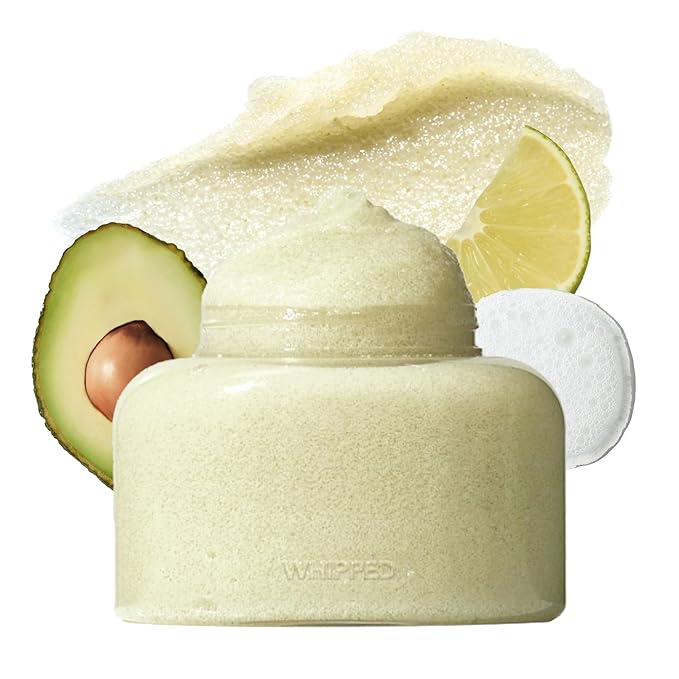 WHIPPED VEGAN SCRUB 210g (7.40 oz) – Soft as Gelato Texture, Enriched with Ceramide, Shea Butter & Niacinamide | 10x Finer than Sugar Scrubs | for Face & Body (Lavocado(Lime + Avocado))