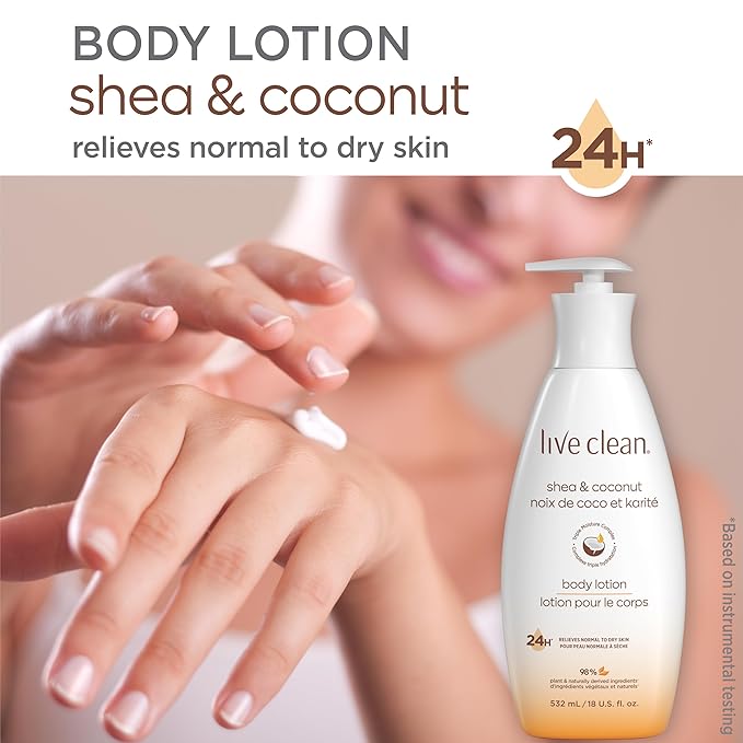 Live Clean Moisturizing Shea and Coconut Body Lotion, 18 Fl Oz