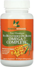 SeabuckWonders Organic Sea Buckthorn Oil Omega-7 Complete, 30 Softgels, 15 Day Supply, with Omega 3, 6 & 9, Supports Hair, Skin & Nails, Overall Health & Wellness