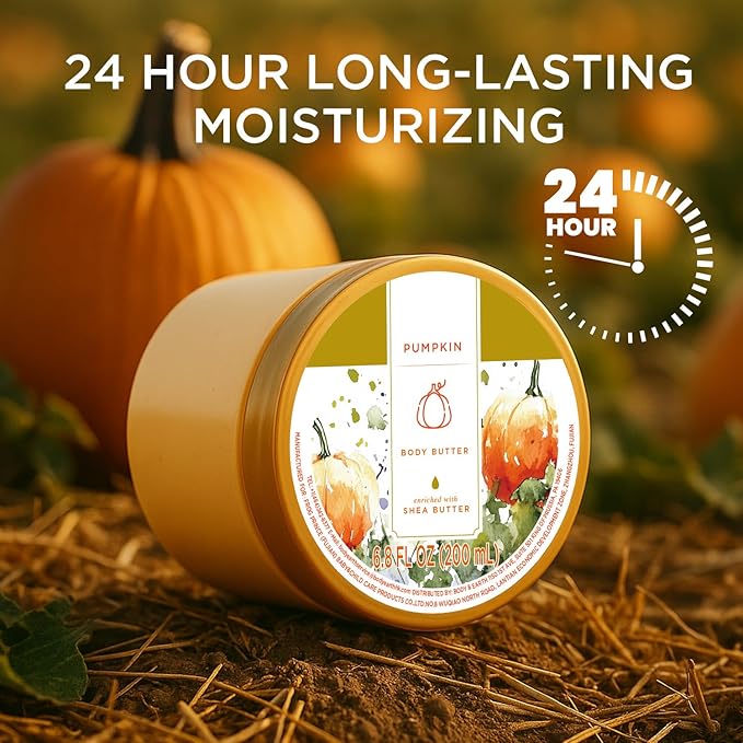 Princess Belle Pumpkin Body Butter, Body Moisturizer for Dry Skin, Natural Shea Body Butter for Mens and Womens Body Care-Deep Moisturizing and Softening-200ml(6.8 floz)
