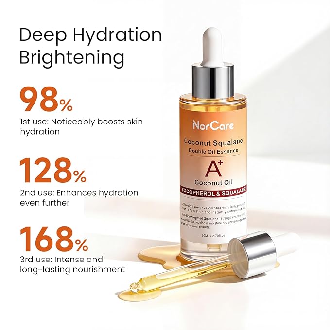 Skin Care Essential oil Coconut & SqualaneDual-Essence Oil Skincare Tech 2026 | 80ml Soothes,Brightens, and repairs your skin barrier. Formulated for allskin types