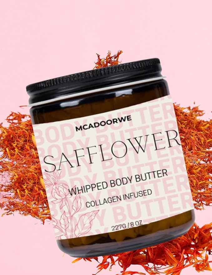 Safflower Whipped Body Butter | Handcrafted Organic Shea and Cocoa Butter Blend |8oz|