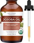 velona Jojoba Oil USDA Certified Organic - 4 fl oz (With Dropper) | Golden, Unrefined, Cold Pressed | Hexane Free