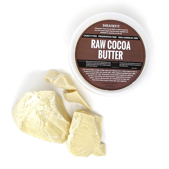 Sheanefit Raw Natural Chunk Cocoa Butter - Raw Moisturizing Body Butter, Great for Making DIY Body Cream, Soaps (8 Ounces)