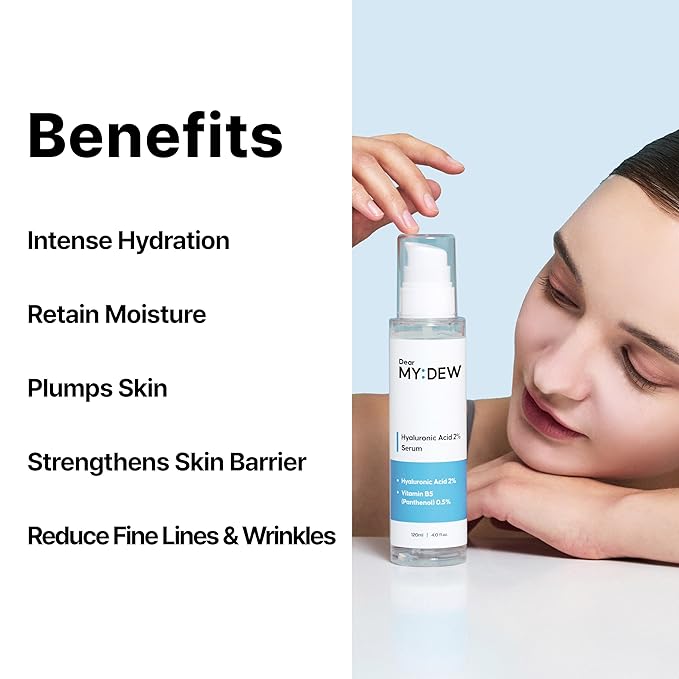 DearMYDEW 2% Hyaluronic Acid Serum with Vitamin B5, Hyalu B5 Intense Hydrating Serum for Face, Moisturizing, Anti-Aging for Fine Lines, Visibly Plumps Skin, Fast Absorbing, Korean Skincare, 4Fl Oz