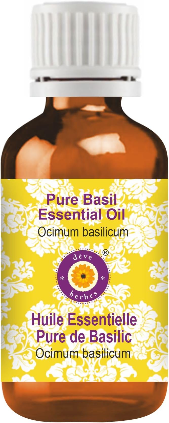 Deve Herbes Pure Basil Essential Oil (Ocimum basilicum) Steam Distilled 5ml (0.16 oz)