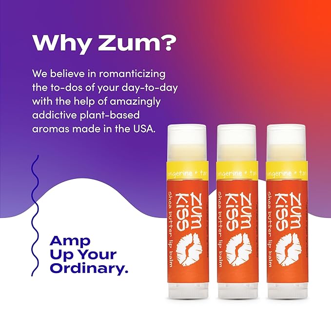 Indigo Wild Zum Kiss Stick - Natural Lip Balm with Organic Beeswax, Sunflower Oil & Vitamin E - Flavored, Hydrating Lip Moisturizer - Tangerine (3 Pack)