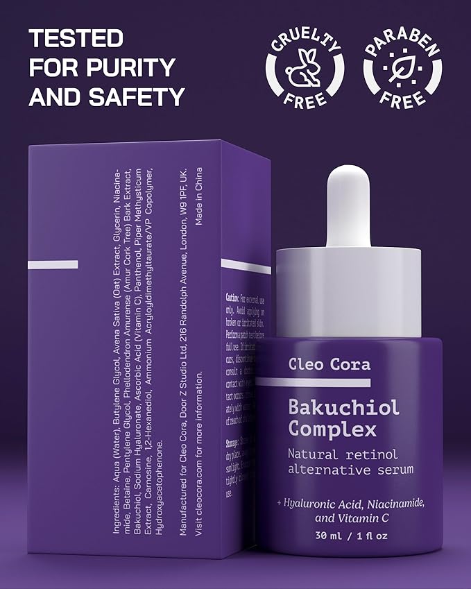 Bakuchiol Retinol Serum - Anti Aging Serum for Face & Eyes - Korean Skincare Retinol Alternative - Fine Lines & Wrinkles - Rejuvenation Facial Skin Care Booster - Bakuchiol Niacinamide Hyaluronic Acid