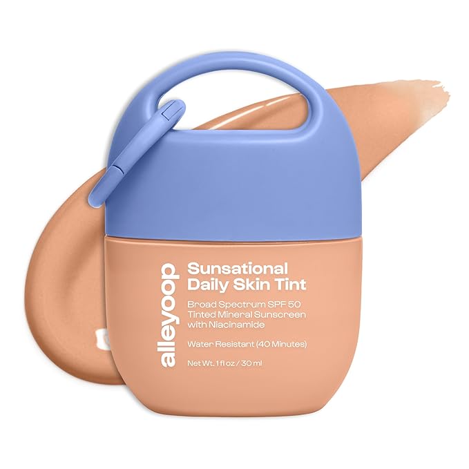 Alleyoop Sunsational Tinted Moisturizer SPF 50 for Face Broad Spectrum – 100% Mineral Face Sunscreen with Jojoba, Hydrating & Soothing Tinted Sunscreen, Vegan & Cruelty-Free (Glisten)