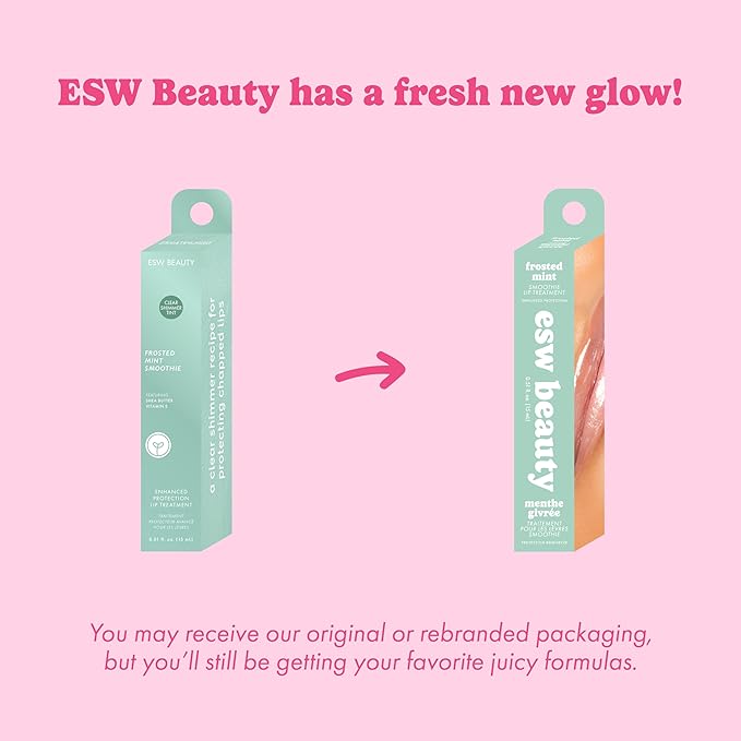 ESW Beauty Frosted Mint Smoothie Shimmer Lip Treatment – Cool Mint & Vanilla with Shea Butter & Vitamin E for Refreshing Moisture & Lip Defense