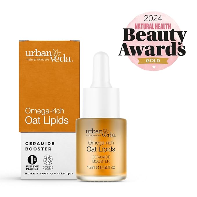 Urban Veda Omega 3 Oil for Face | Lip Gloss Oil with Vitamin E Oil | Colloidal Oatmeal Face Serum | SqualeneOil | Non Comedogenic Moisturizer| Ceramide Moisturizer for Active Skin Repair | 0.50 Fl oz