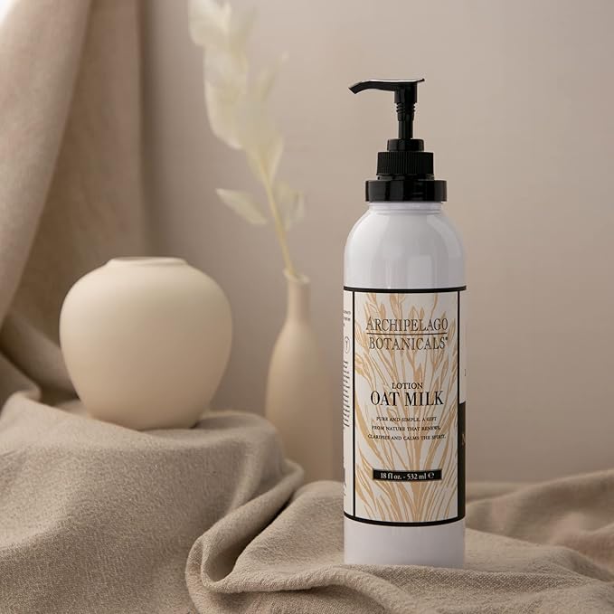 Archipelago Botanicals Oat Milk Lotion, Nurturing and Soothing Daily Moisturizer for Dry or Sensitive Skin, Hydrating Body Lotion, Paraben-Free, Phthalate-Free, 18 oz (Pack of 2)