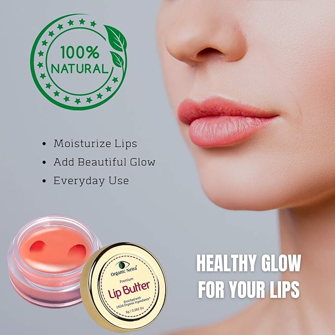 Organic Netra Premium Lip Butter | Moistures Lips | Lips Mask for All Occasions | Perfect for Everyone | Enriched with Organic and Natural Ingredients, 0.2 Oz