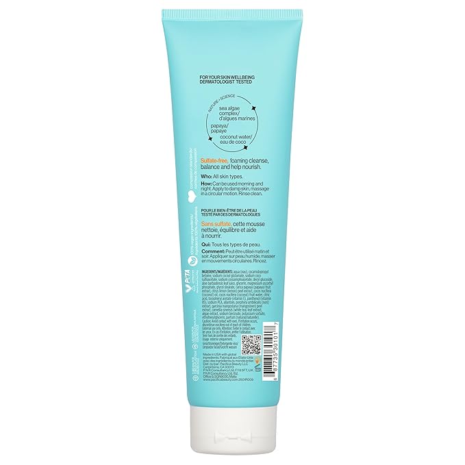 Pacifica Face Wash Duo – Glow Baby Vitamin C Brightening Cleanser + Sea Foam Gentle Cleanser, Daily Exfoliating Face Wash Set for All Skin Types, Sulfate-Free, Vegan