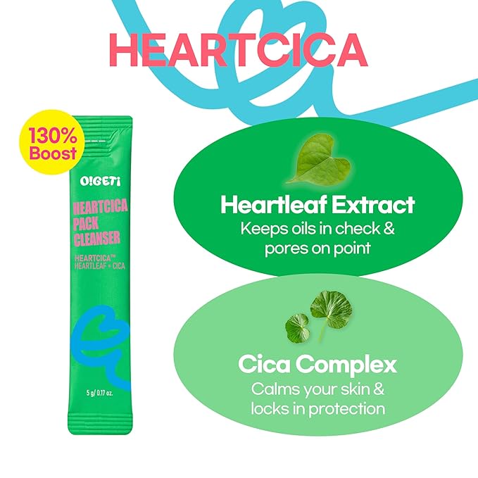 HeartCica Pack Cleanser, Bubble Foaming Facial Cleanser, Cica & Heartleaf, Deep Pore Cleansing, Hydrating & Soothing, 1.8oz