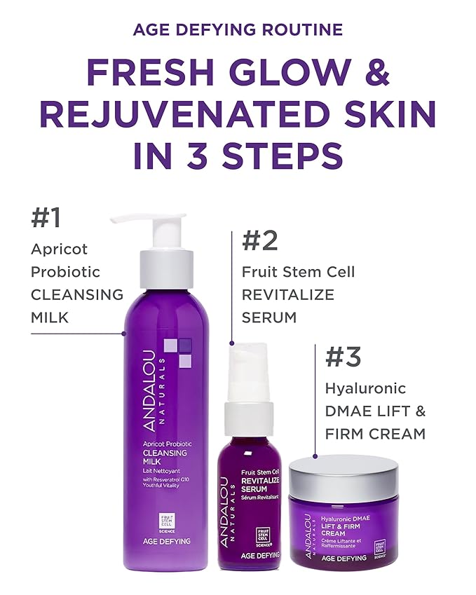 Andalou Naturals Age Defying Apricot Probiotic Cleansing Milk | Gentle Daily Hydrating Face Cleanser For Dry, Dehydrated Skin| With Fruit Stem Cell Complex | 6 fl oz