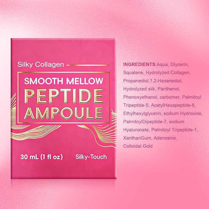 Deep Collagen & Peptide Serum – Hydrolyzed Silk Facial Ampoule for Firming, Smoothing & Hydration, Lightweight Anti-Aging Serum 30ml