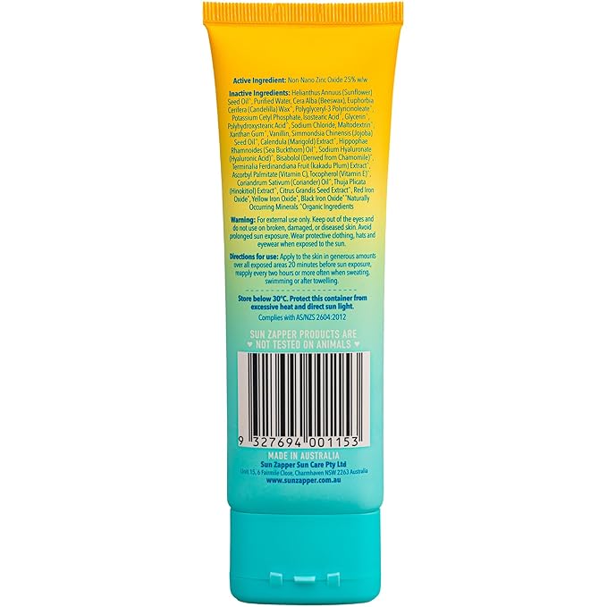 Sun Zapper Pure Zinc Sunscreen SPF 50 – Organic Mineral Sunscreen for Face and Body, 25% Non-Nano Zinc Oxide, Reef Safe, Water Resistant, Broad Spectrum, Vegan, 100g (3.5 oz) Tube, Australian Made
