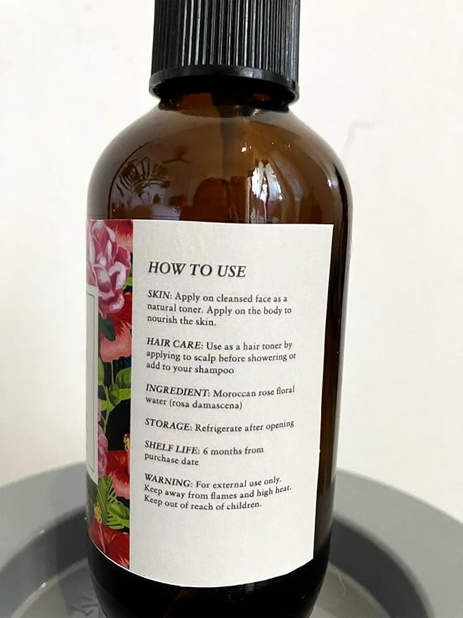 Rose Water Spray for Face by Baja Basics - Pure, Organic Rosewater Facial Toner for Hair and Aromatherapy Large 4 oz