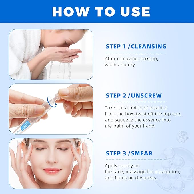 3% Hyaluronic Acid Serum Ultra-Hydrating Vials 30 pcs - 3% Hyaluronic Acid Serum For Face - Single Use Hyaluronic Acid Tubes - Intensive Moisturizing, Skin Tightening, Emergency Repair, Anti-Aging