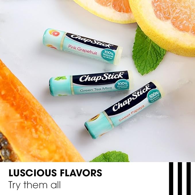 ChapStick Green Tea Mint 100 Percent Natural Ingredients Lip Butter, Moisturizing Lip Balm - 0.15 Oz