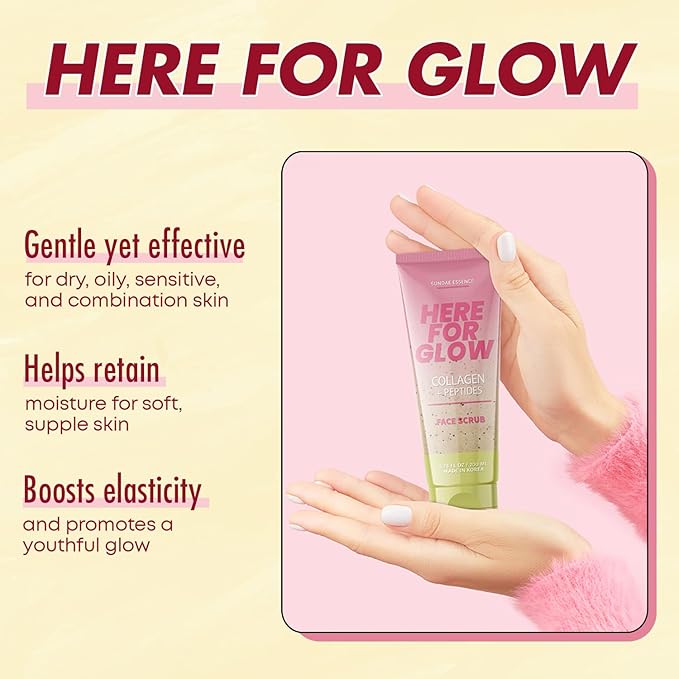 Face Scrub with Collagen & Peptides – Gentle Exfoliation, Hydration & Wrinkle Care – Dermatologist Tested, Korean Skin Care – Cruelty-Free, Vegan, Clean Beauty – 6.76 Fl Oz