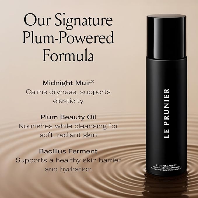 Le Prunier Plum Cleanse™ Biome Balancing Cleansing Oil | Oil-to-Lather Cleansing Oil Face Cleanser & Makeup Remover | Daily Face Wash for Sensitive Skin | Clean Vegan Cruelty-Free Skincare | 3.4 fl oz