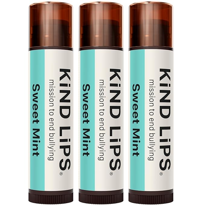 Kind Lips Sweet Mint Organic Lip Balm – Cooling Peppermint Lip Care, Natural Beeswax Moisturizing Lip Balm for Dry, Chapped Lips (Pack of 3)