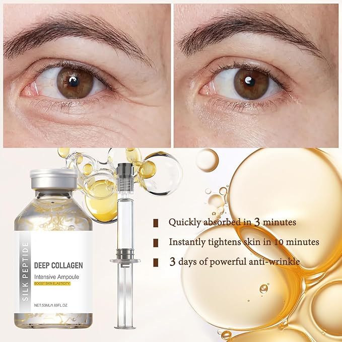Silk Peptide Intensive Lifting Ampoule - Deep Collagen Silk Peptide Intensive Lifting Ampoule Serums for Face Tightening and Lifting, Korean Anti Aging Face Serum for Women 1.7fl.Oz/50ml (2pc)