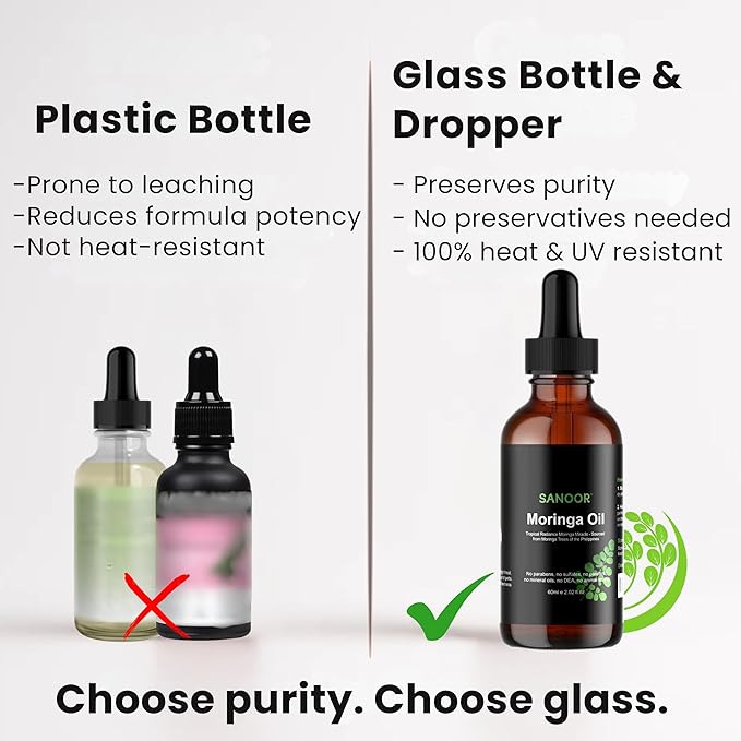 SANOOR Moringa Miracle Oil | FBA Approved | 100% Pure & Cold-Pressed | Deeply Hydrating Oil for Hair & Skin with Natural Nutrient-Rich Hair Butter for Strength & Shine | 2.02oz (60ml)