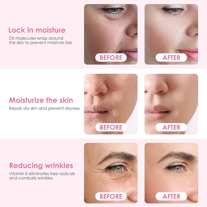 AUSLKA Facial Rose Oil Moisturizing without Greasiness, Natural Rose Essential Oil with Petal Fragrance for Face Body Hand Contains Vitamin E Anti Ageing & Anti Wrinkle for Skin Care, 1 FL.OZ (30ml)