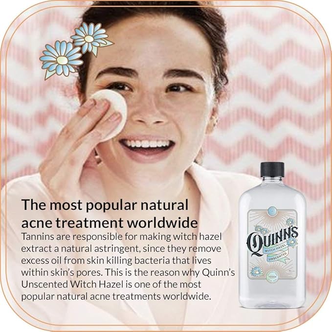 Quinn's Alcohol Free Unscented Witch Hazel with Aloe Vera 16oz & Quinn’s Alcohol Free Lavender Water-Natural Pillow Spray and Facial Body Mist 8oz