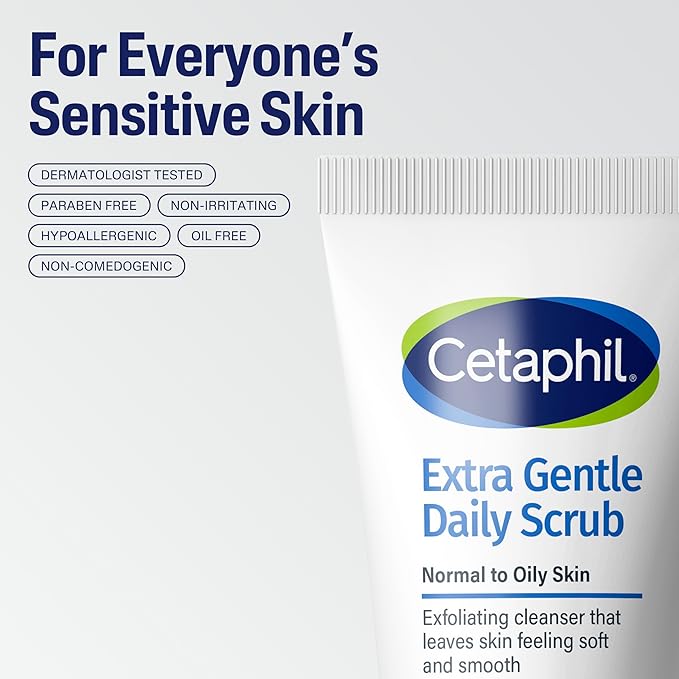 Cetaphil Exfoliating Face Wash,Extra Gentle Daily Face Scrub,Gently Exfoliates & Cleanses,For All Skin Types,Non-Irritating & Hypoallergenic,Suitable For Sensitive Skin,6 Fl Oz,(Pack of 4)
