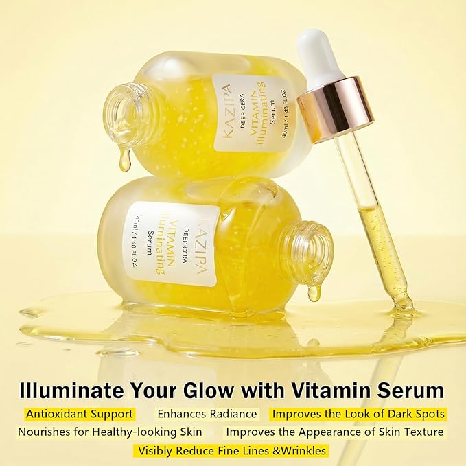 Vitamin C Serum for Face, Anti Aging Vitamin Illuminating Brightening Serum with Niacinamide,Hyaluronic Acid & VE, Skin Care for Evens tone, Dark Spot Corrector, Hydrates, Reduces Wrinkles,1.35Fl Oz