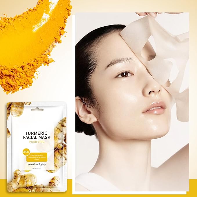 Turmeric Face Masks Sheet for Women,Moisturizes Facial Masks Oil Control,Hydrates, Soothes,Home Spa Facial Sheet Mask For All The Skin（6Pack）