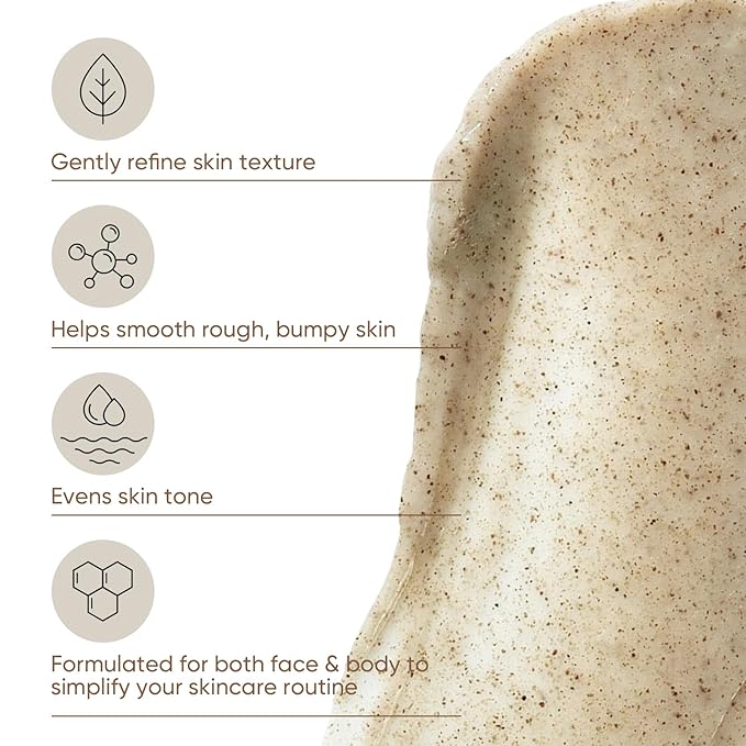 Coffee Facial Exfoliating Scrub, Face Exfoliator Scrub with AHA, BHA, Niacinamide, VC, Gentle Blackhead Remover & Body Smoothing Treatment for Face & Body, 4.23 fl.oz/120g