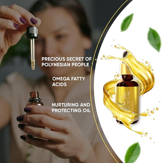 Tamanu & Kukui Nut Oil with Squalane Oil For Face, Body & Hair | Cold-Pressed Oils for Skin Nourishment - Boosts Collagen Production