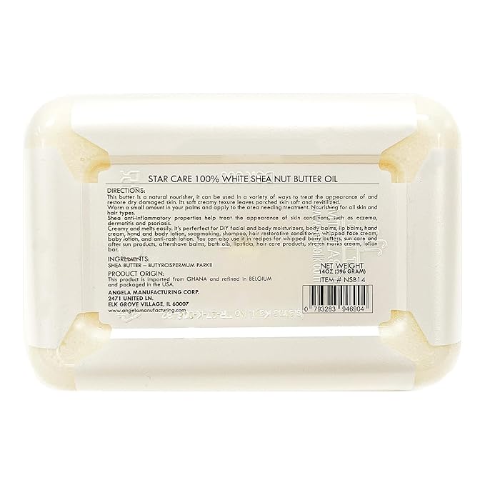 100% Pure White Shea Nut Butter 14oz Unrefined & Raw Natural Moisturizer for Skin Hair & Lips, African Shea Butter Rich in Vitamins & Antioxidants No Added Color or Fragrance