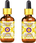 Deve Herbes Pure Coriander Essential Oil (Coriandrum sativum) with Glass Dropper Steam Distilled (Pack of Two) 100ml X 2 (6.76 oz)