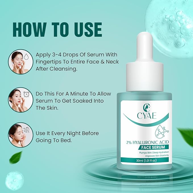 Hyaluronic Acid Face Serum 2% – Lightweight Hydrating Facial Serum for Smooth, Plump-Looking Skin – Daily Skincare for Men & Women, All Skin Types (10 ML) (30 ML)