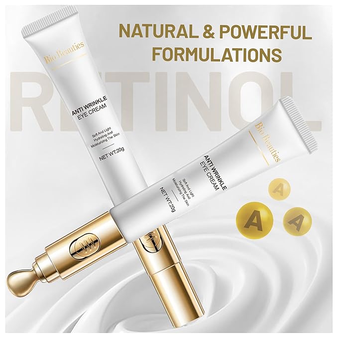 Retinol Under Eye Cream,Dark Circles,Wrinkles, Anti Aging and puffiness for Women and Men with Electric Massager