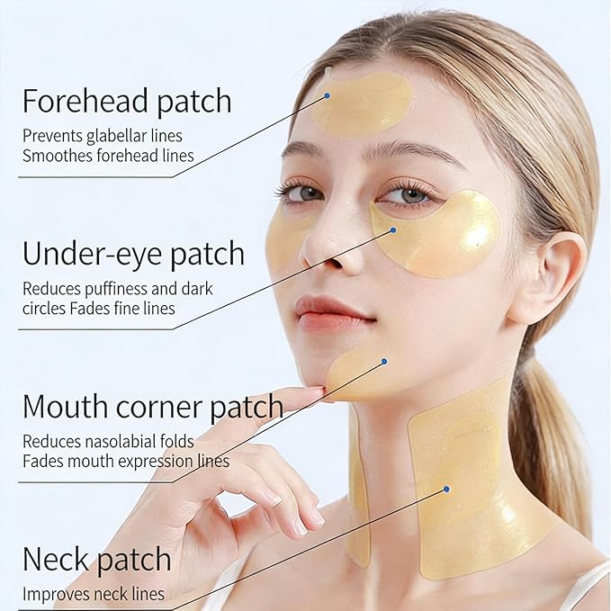 Vc Anti-Wrinkle Eye Serum Oil, Lutein Eye Essence Oil, 5 Collagen Vitalizing Hydrogel Eye Patch and VC Rollerball Set for Dark Circles and Puffy Eyes, Firming Anti-Aging, for Women & Men (3)