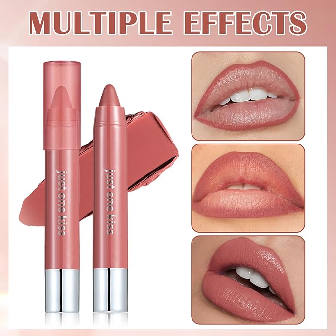 Dusty Mauve Pink Cream Lipstick Lip Crayon, Hydrating Lipstick for Women, Smooth Natural Color Tinted Lip Balm & Lip Crayon Liner in One, Buildable Color with Soft Finish, 04