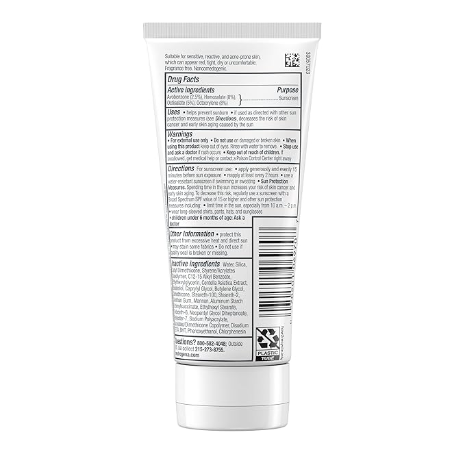 Neutrogena Ultra Gentle Daily Facial Moisturizer with SPF 30 Sunscreen with CICA,Lightweight Face Lotion-with Broad Spectrum SPF 30 for Normal to Sensitive Skin,Fragrance-Free,3.4 fl. oz,(Pack of 2)