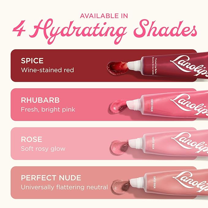 Lanolips Tinted Lip Balm - Enriched with Lanolin Oil for Shine & Hydration - Hydrating Tinted Lip Gloss Tube - Spice (12.5g / 0.44oz)