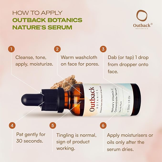 Natural Vitamin C Facial Serum with Kakadu Plum Extract - 100x More Vitamin C Than an Orange - Anti-Aging, Anti-wrinkles, Hydrating Skincare - 1 fl oz