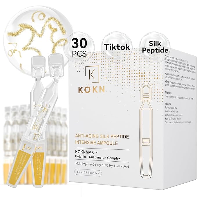 Silk Peptide Intensive Lifting Ampoule, Anti-Aging Hydrating Serum, KOKN™ Complex, Multi Peptide, Collagen, Niacinamide, 4D Hyaluronic Acid Serum for Wrinkles & Fine Lines & Radiance (1.5fl.oz)